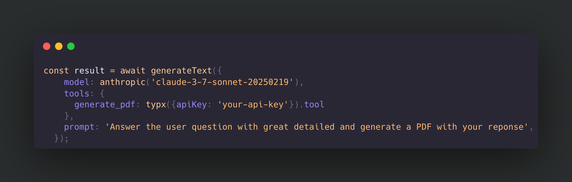 AI PDF generation example dark